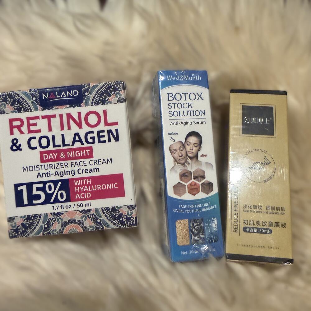 3pc Anti-Aging Skincare Bundle Retinol Face Cream Botox Serum & Firming Essence